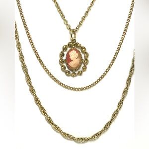 Goldette Cameo Multistrand Necklace
